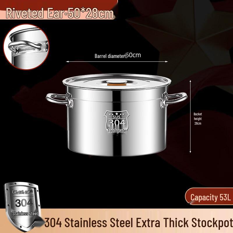 JPHZNB Food-Grade 304 Stainless Steel Round Soup Pot with Lid