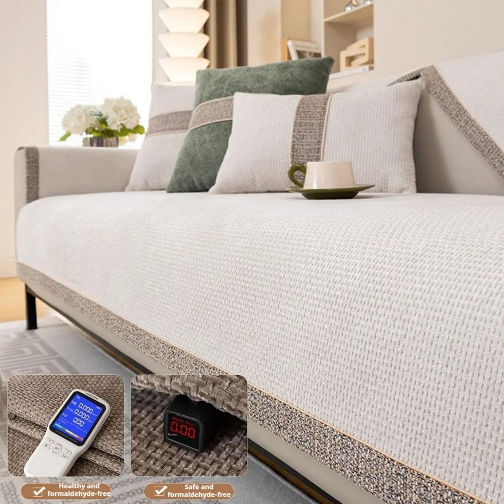 New Solid Color Chenille Sofa Cushion High-end Light Luxury Four-season Universal Modern Simple Non-slip All-inclusive Cushions