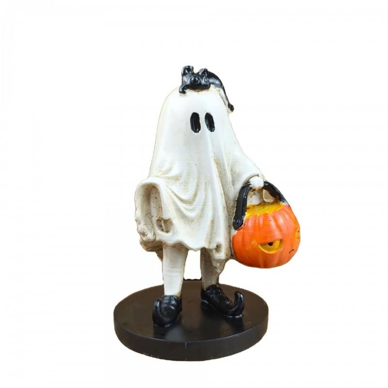 Halloween Resin Decor Set Ghost Pumpkin Figurines Home Tabletop Decoration Modern Minimalist Style