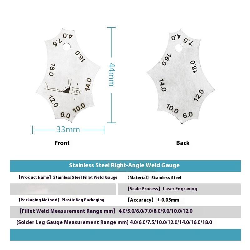 Welding Joint Two-Piece Gauge Fillet Weld Welding Throat Depth Leg Length Gauge Ruler Welder Inspection Tool