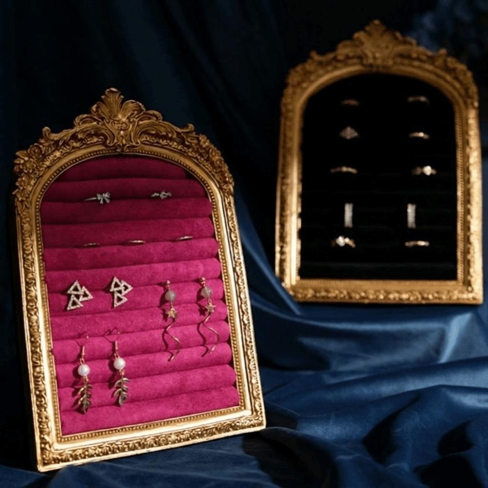 Velvet Jewelry Display Rack Picture Frame Shape Earring Ring Shelves Home Decoration