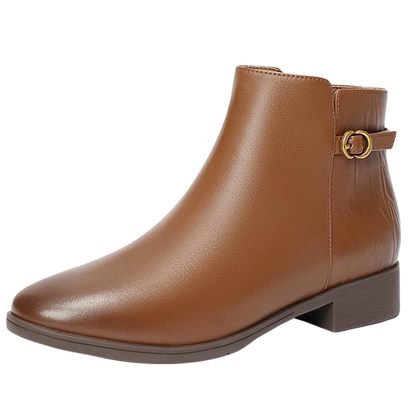 Senda Women s Sheepskin Block Heel Ankle Boots 38