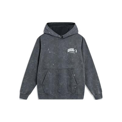 Men's Wade Series Fleece Lined Washed Hoodie Cold Ebony Black AWDU015-5