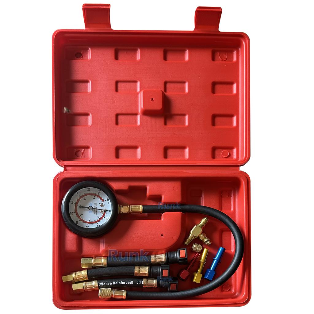 Fuel Pressure Tester Kit 0-100PSI 3-Size Adapters Fuel Pump Pressure Tester Multiple Connection Methods for Car Truck Motorcycle