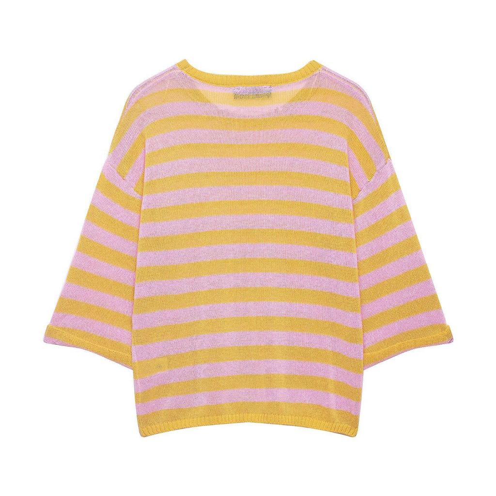 Spring 2026 Women's Striped Knit Top - European & American Style