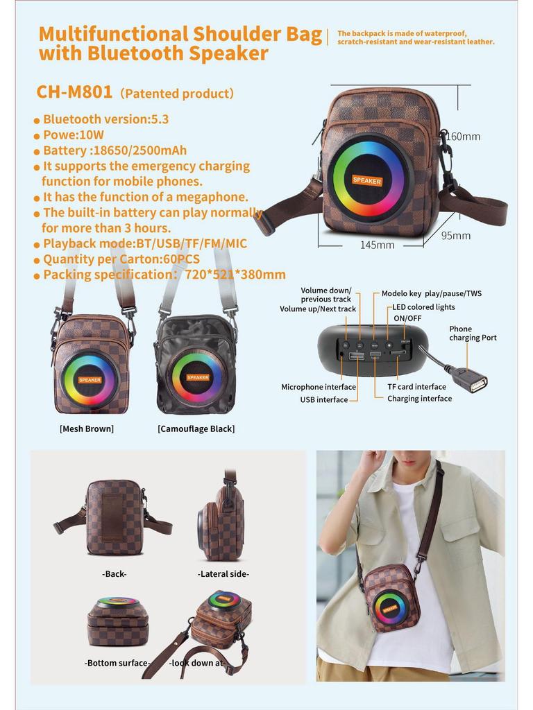 Multifunctional Backpack with Bluetooth Speaker, Power Bank, LED Lights, and Long Battery Life for Outdoor Adventures and Mountaineering.