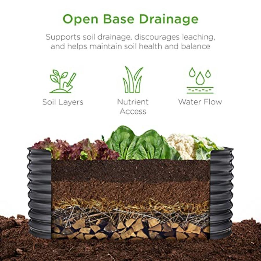 4x2x2ft Outdoor Metal Raised Garden Bed Oval Deep Root Planter Box for Vegetables Flowers Herbs and Succulents W/ 101 Gallon Cc