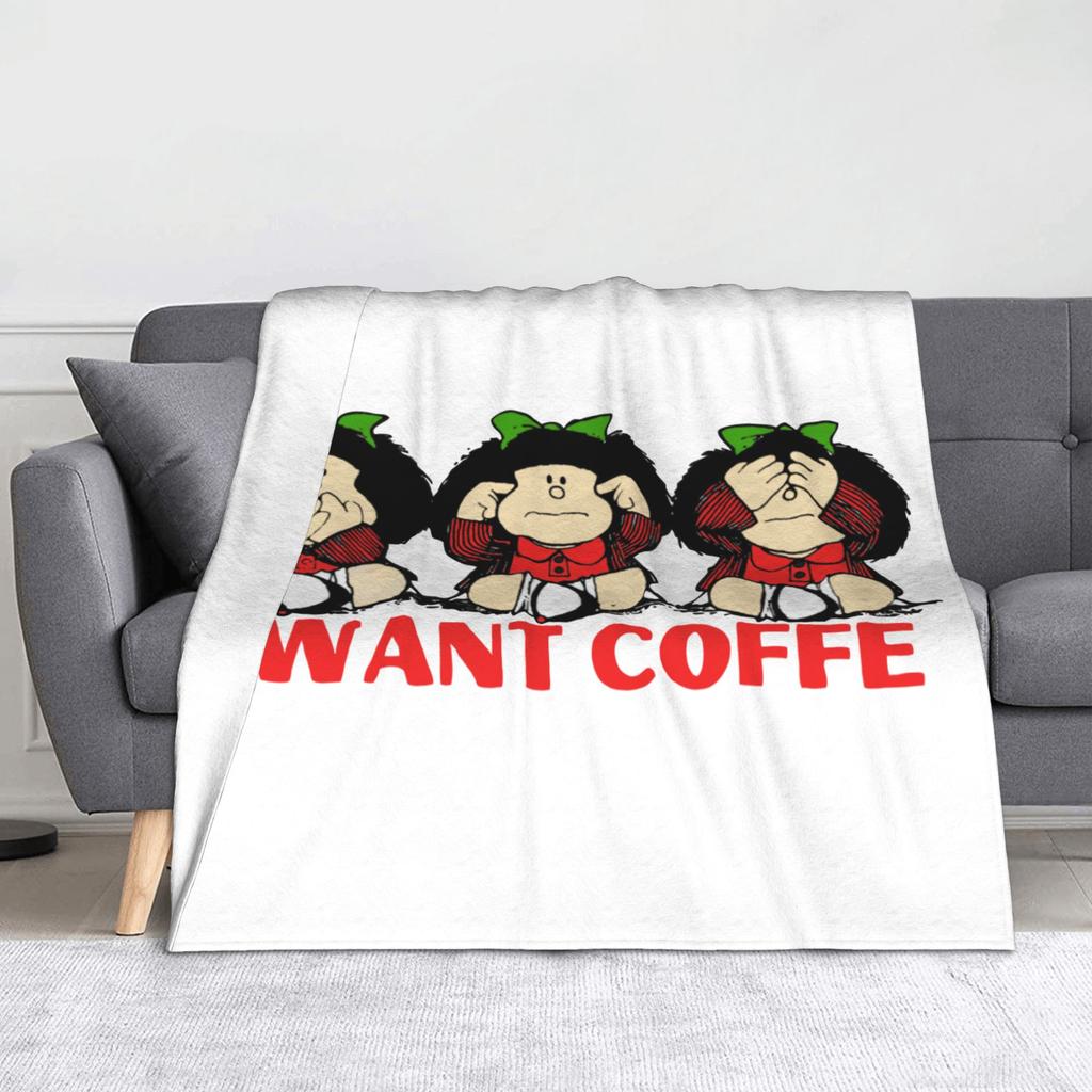Mafaldas blankets Kawaii Cute Amine Flannel Funny Warm Throw blanket for Bedspread Summer