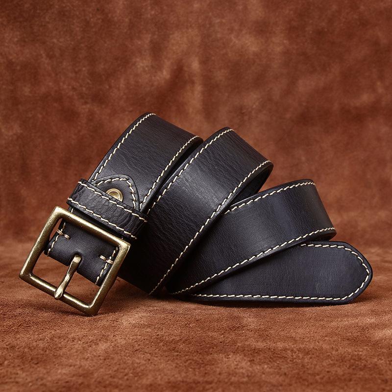 Widened And Thickened First Layer Cowhide Belt Men'S Genuine Leather Pin Buckle Washed Retro Casual Trendy Jeans Belt Men'S