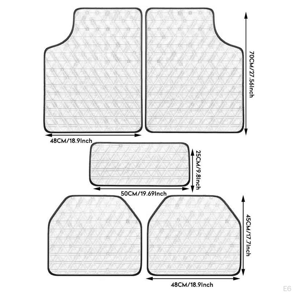 5 Pack Auto Floor Mats for Vehicles Front And Rear Easy Setup Truck Accessories