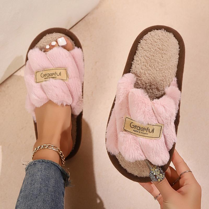Fluffy Slippers Women's Outer Wear Non-slip Indoor Thick-soled Home Home Furry Confinement Cotton Slippers