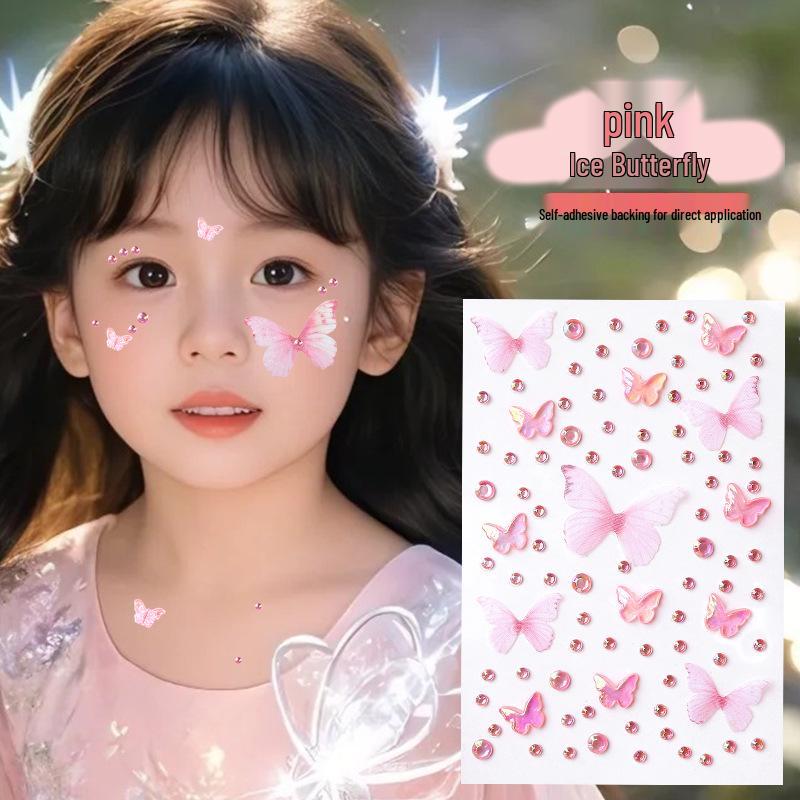 Αυτοκόλλητα Προσώπου Πεταλούδα & Διαμάντι για Παιδικό Μακιγιάζ Σκηνής