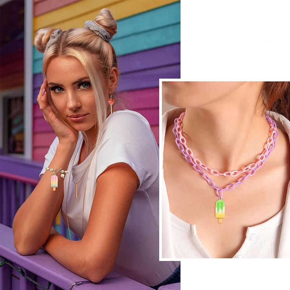 10/20/40 Pieces of 7-color Ice Cream Pendant, Rainbow Resin Popsicle Pendant, DIY Earrings, Keychains, Necklaces, Bracelets, Jewelry Making