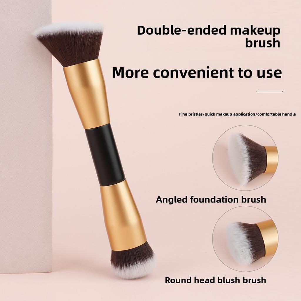 Double-head Makeup Brush, Oblique-head Foundation Brush, Round-head Blush Brush, High-gloss Brush, Single Multi-function One-brush Dual-purpose Brush
