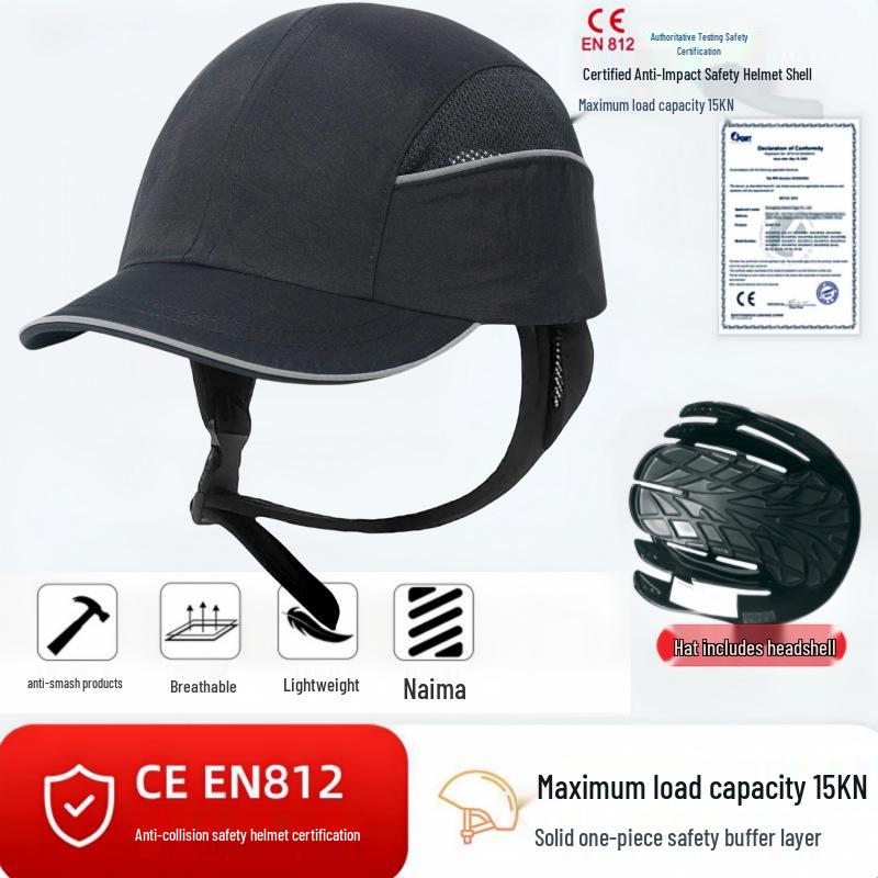 Căciulă de siguranță ușoară, respirabilă, din bumbac, cu căptușeală ABS - Rezistentă la impact și cădere