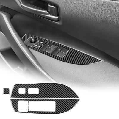 For Toyota Corolla 2019 2020-2023 2024 Corolla Cross 2021-2024 Real Soft Carbon Fiber Sticker LHD RHD Car Window Button Panel
