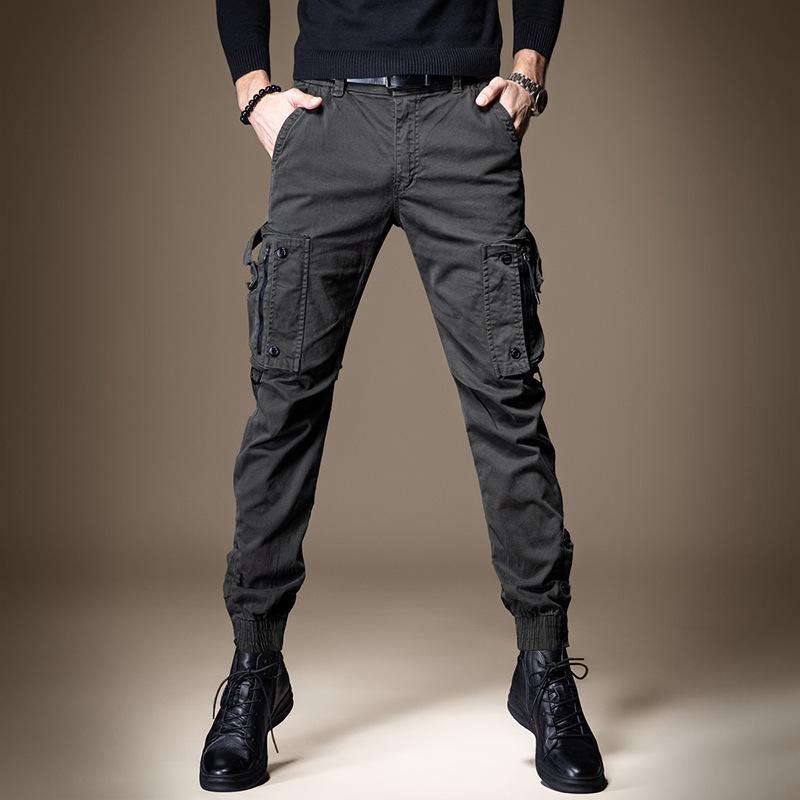 American Style Men's Buttoned Overalls: Thin, Functional, Tactical, Unisex Casual Pants with Cuffs