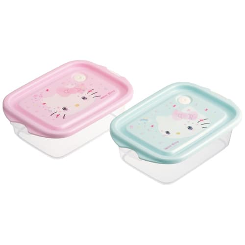 Skater 500ml Sealable Containers, 2-Pack, Sanrio Hello Kitty 50th Anniversary, Antibacterial Storage Containers, Side Dish Containers, Made In Japan,