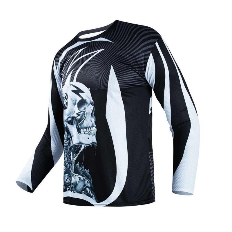 Personalized Skull-headed Downhill Suit Breathable Quick-dry Mountain Cross-country Motorcycle Riding Long-sleeved T-shirt Bicycle Shirt XXXL