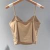 French Pleated Strappy Backless Cami with Built-in Wireless Seamless Comfortable Bralette