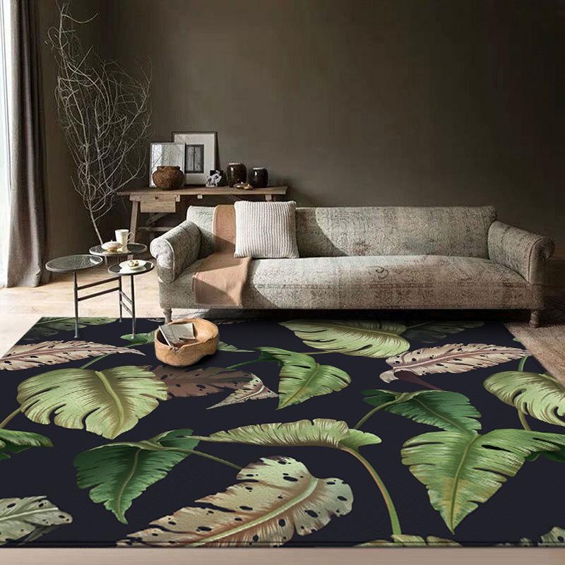 Pflanzenblätter Teppich Schwarz Gold Mode Eingangstür Fußmatte Fußabtreter Rutschfeste Fußmatte Wohnzimmer Dekor Teppich