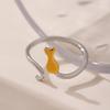 Qiong Yao Inspired Niche Design Adjustable Stainless Steel Cat Ring with PVD Coating
