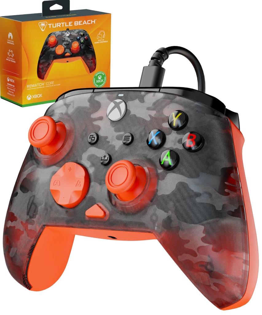 TURTLE BEACH Rematch Core Ghost Camo Black Orange Wired USB Officially Licensed by Compatible with PC and Xbox Series Chat Mic Ergonomic Design