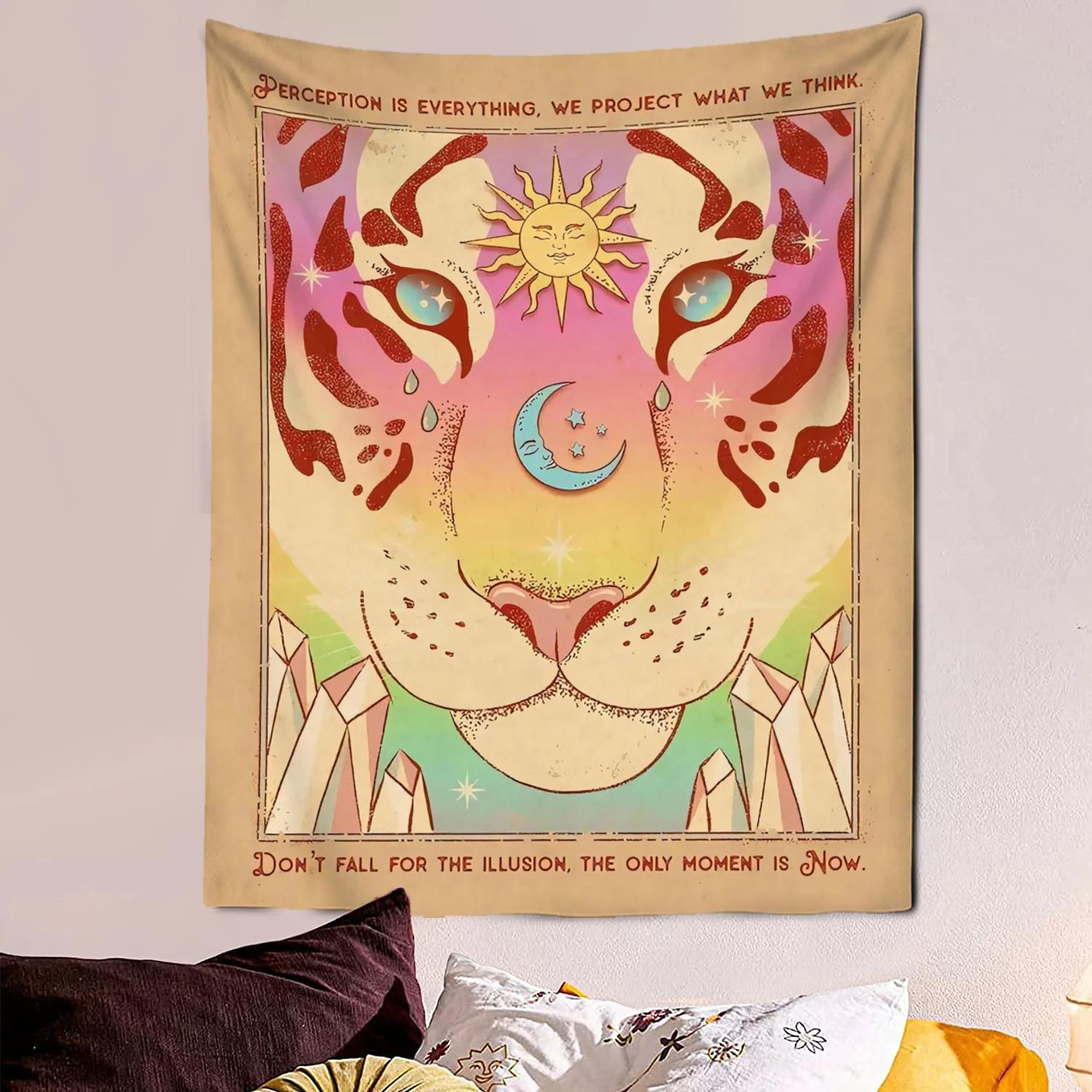 

VIKAMA Kawaii Cat Tarot Tapestry Dreamy Comic Cartoon Mural Bedroom Living Room Dormitory Decoration 74x94cm(29x37in)