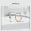 Aifle Daily Contrast Color Double Ring Earrings - S925 Sterling Silver Plated Platinum Jewelry for Women