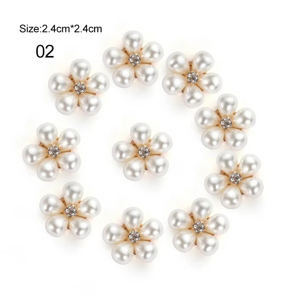 Boutons Strass Fleur 25 mm Bouton Perle Vêtements DIY Alliage Diamant Cryustal Accessoires Noeud Vêtement Décoratif Couture