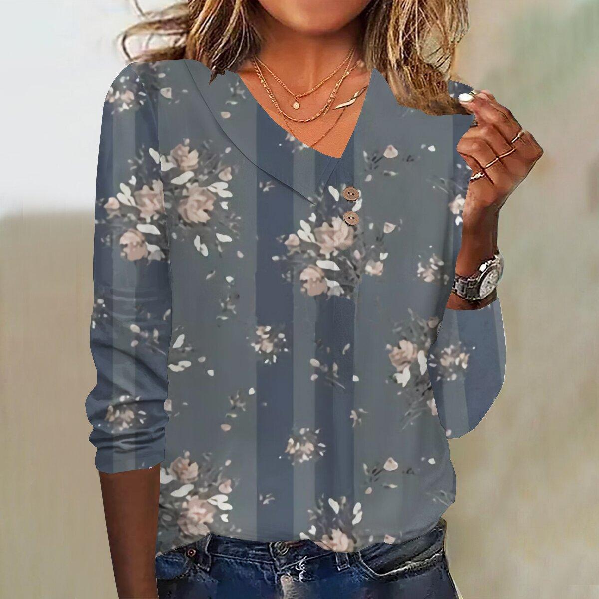 

2023 Осенний новый модный женский повседневный топ с рукавом 3/4 и принтом больших размеров