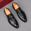 Fashion New Men's Pointed  Business Crocodile Pattern Casual Shoes Male Designer Slip On Loafers Homecoming Wedding Dress Footwear