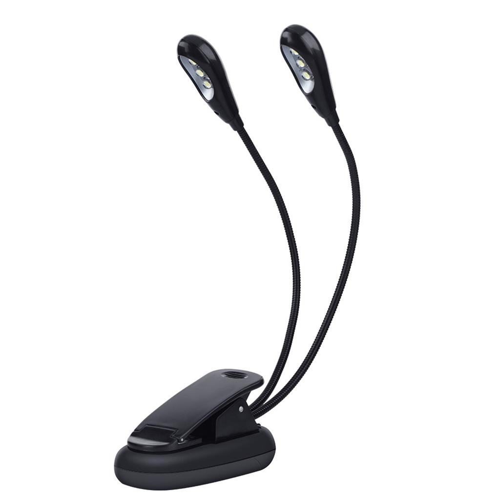 Clip On Music Stand Book Reading Mini Double Adjustable Arms Light LED Lamp (6 Beads)