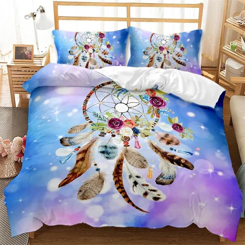 White Coloured Dreamcatcher Bedding Set For Girls Adults Ethnic Mandala Duvet Cover Bohemian Style Quilt Cover Dream Catcher