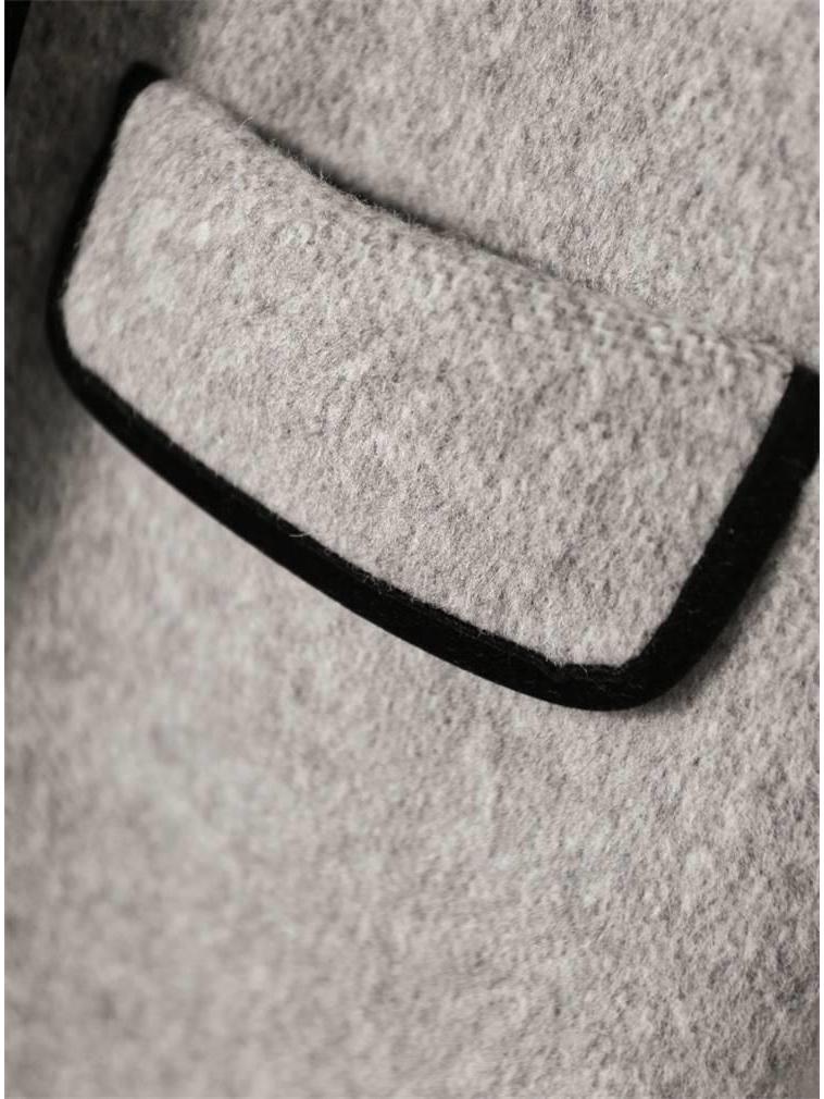 Women's Retro Double-Breasted Color Block Wool Coat - Mid-Length, Small Lapel, Spring/Autumn Fashion