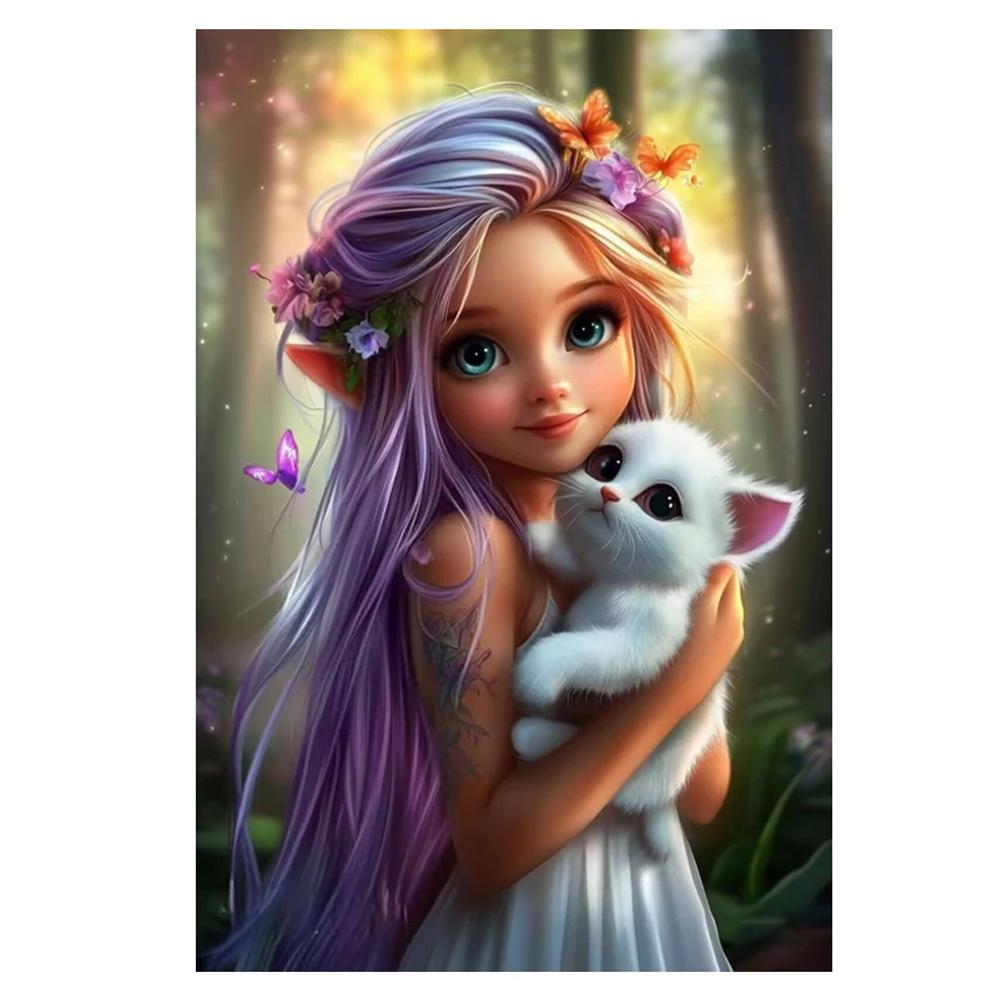 5D Diamond Painting Girl Owl Frog Cat Butterfly Picture Full Diamond Mosaic Elf Embroidery Cross Stitch Kits Art Home Decoration