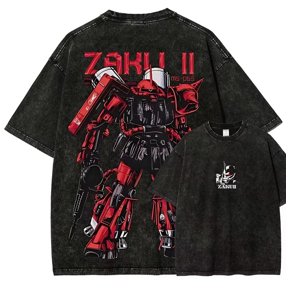 Zaku II Mecha MSS Gundam Печатная Футболка Мужская Женская Стиранная Футболка Высокое Качество Винтажная Хлопковая Футболка YK Топы XL