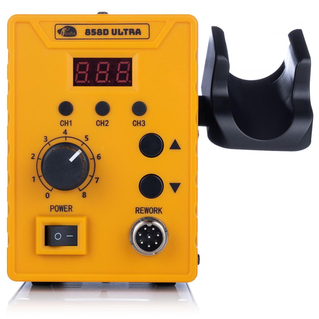 Rosfix 858D Ultra Sıcak Hava 700W – Havya İstasyonu ve Plastik Kaynak Makinesi | 100-500°C | 120 l/dk | 3 Başlık ve Havya Sensörü