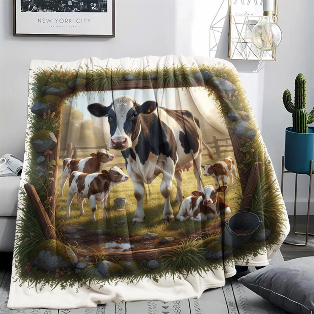 1Pc Cartoon Print Flannel Blanket, High Quality Comfortable for All Seasons, Home Decor, Warmth and Comfort, Perfect for Christmas Birthday Gift