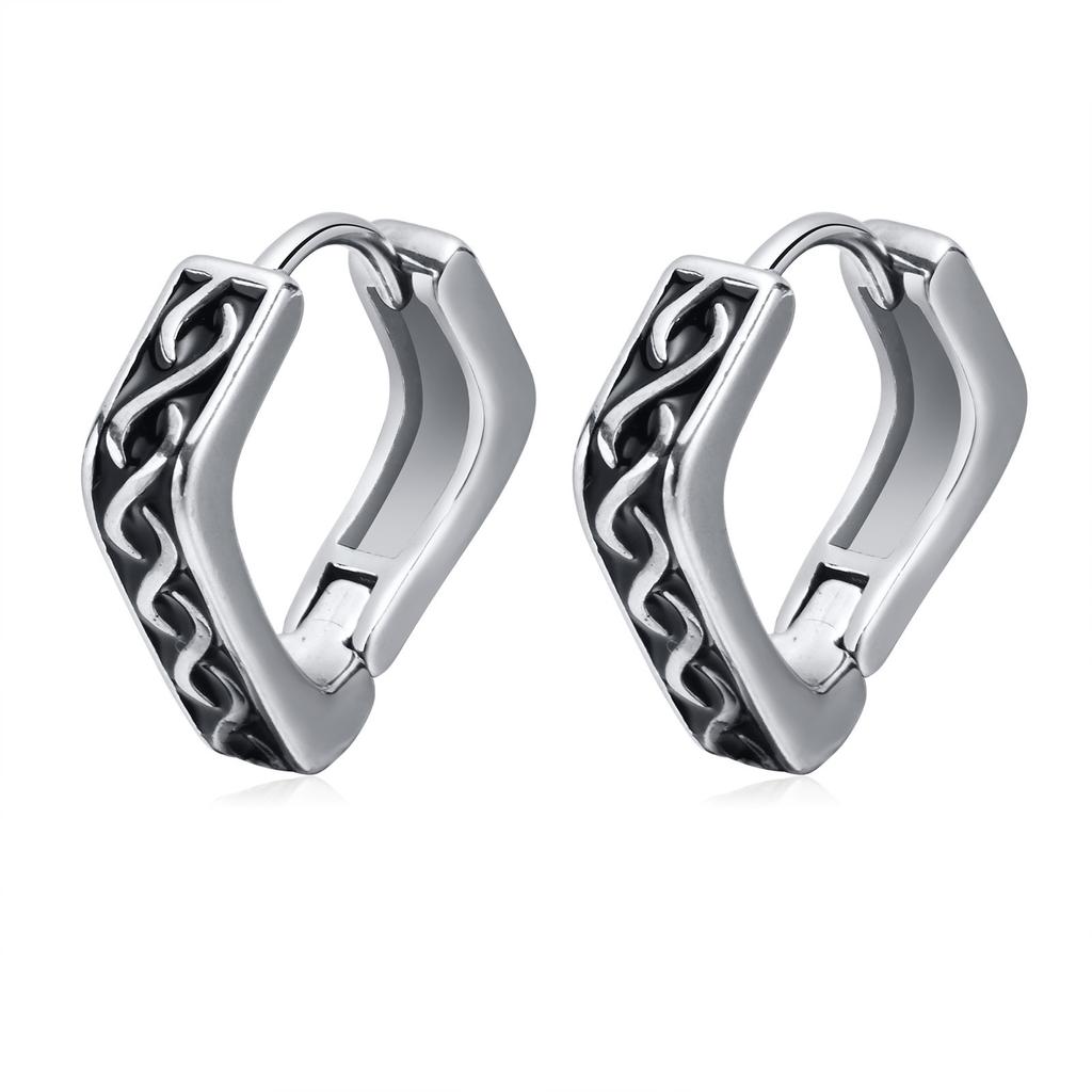 Pendientes de Aro Pequeños Huggie, Pendientes de Aro Gruesos Vikingos, Pendientes de Aro para Hombre, Acero Inoxidable Forma Redonda Círculo Joyería Retro para Hombre