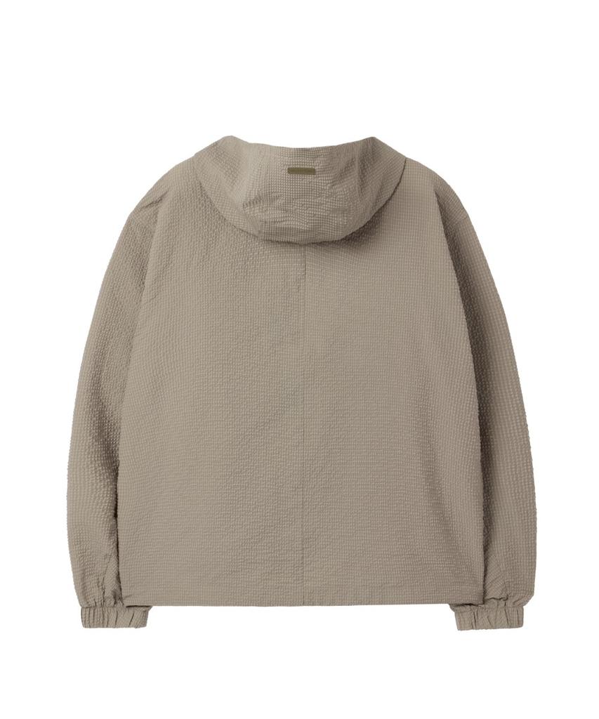 Brompton London Seersucker Hoodie Zip-Up - Beige (P262Ujp180)