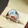 Aquamarine Oval Cut Gemstone With 925 Sterling Silver Ring For Men's #A735 JL375659036953