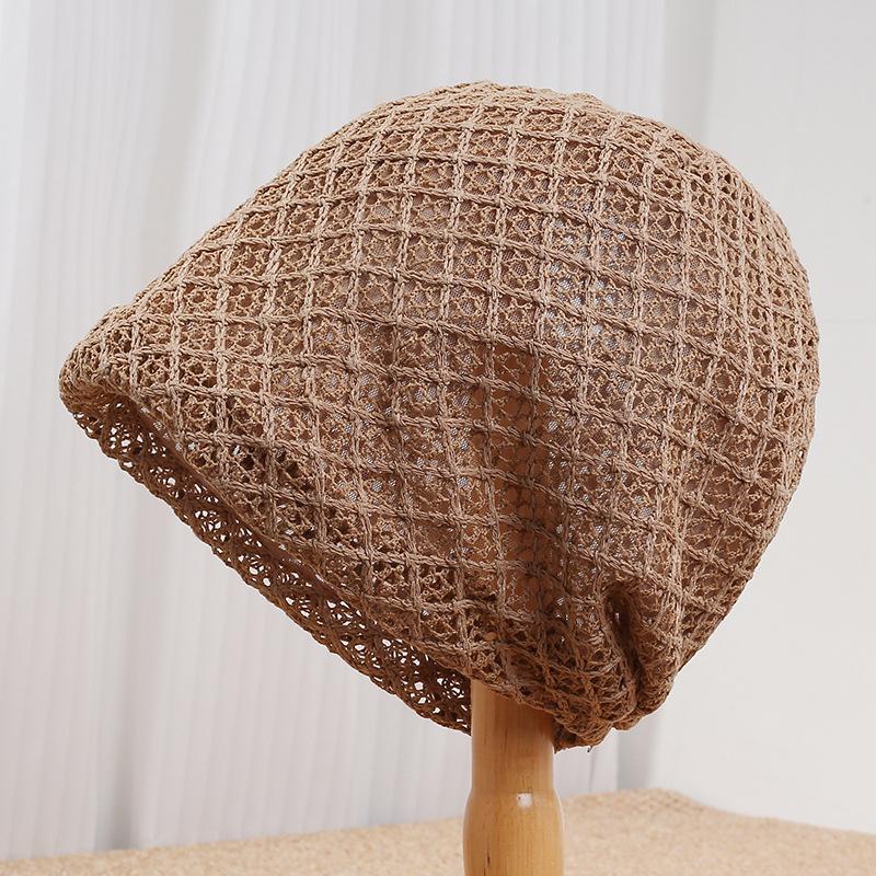 Spring and summer new hollow crochet hat women's light and breathable knitted stacking hat daily versatile face hat