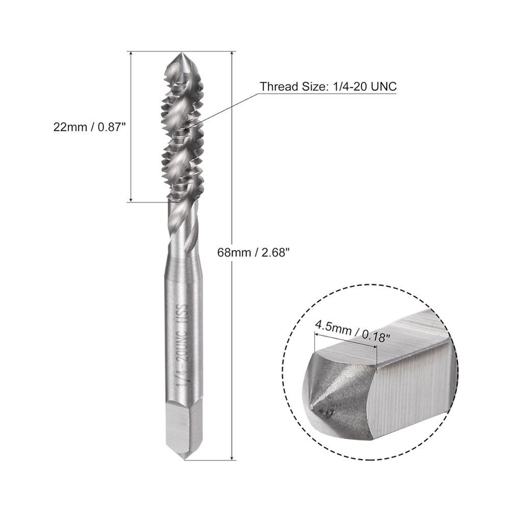 1/4-20 UNC Spiral Flute Threading Tap HSS (High Speed Steel)  High-quality