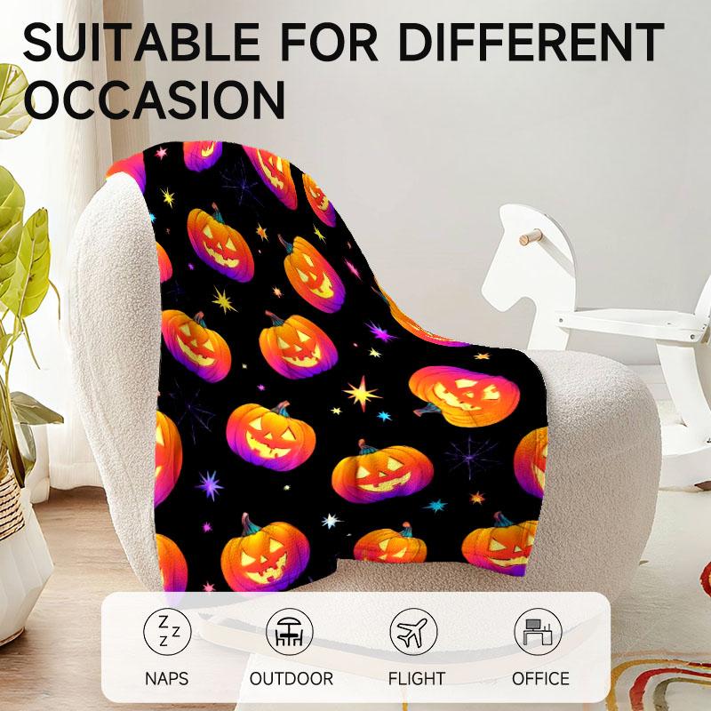 1 Stück Halloween-Kürbis-Thema, schwarz-orange Flanelldecke, weich, geeignet für Sofa, Bett, Büro, Ganzjahresgebrauch.