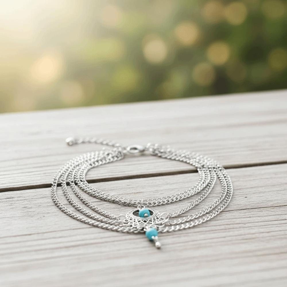 Retro Style Hollow Anklet Handmade Foot Jewelry New Turquoise Foot Chain  Summer
