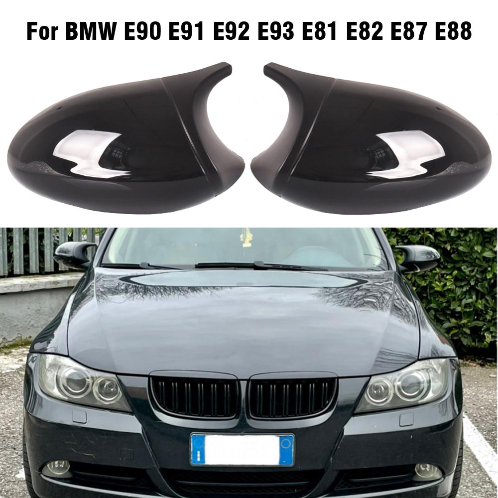 Rear View Mirror Covers  Caps for Bmw E81 E82 E87 ,116i 118i 120i E88 E90 E91 2008-2011, 320i 330i 330d Carbon Fiber Gloss Black