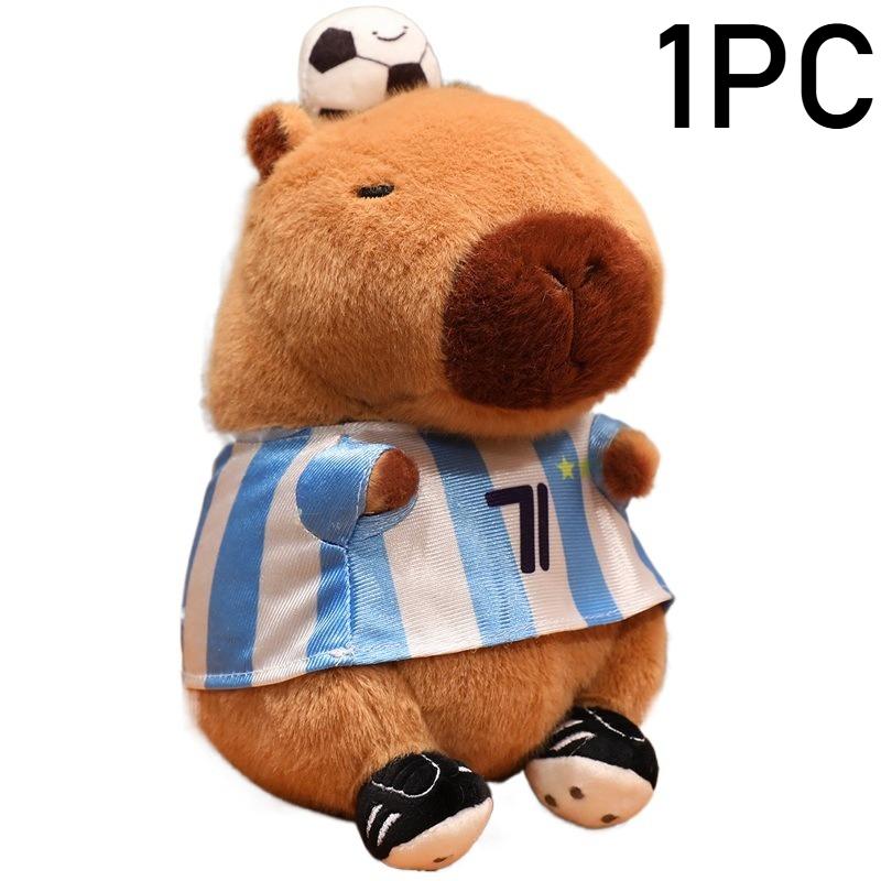 

Capybara Plush Toy Soccer Football Basketball Fan Mascot Soft Stuffed Animal for Sports Lovers Birthday Gift Home Decoration коричневий
