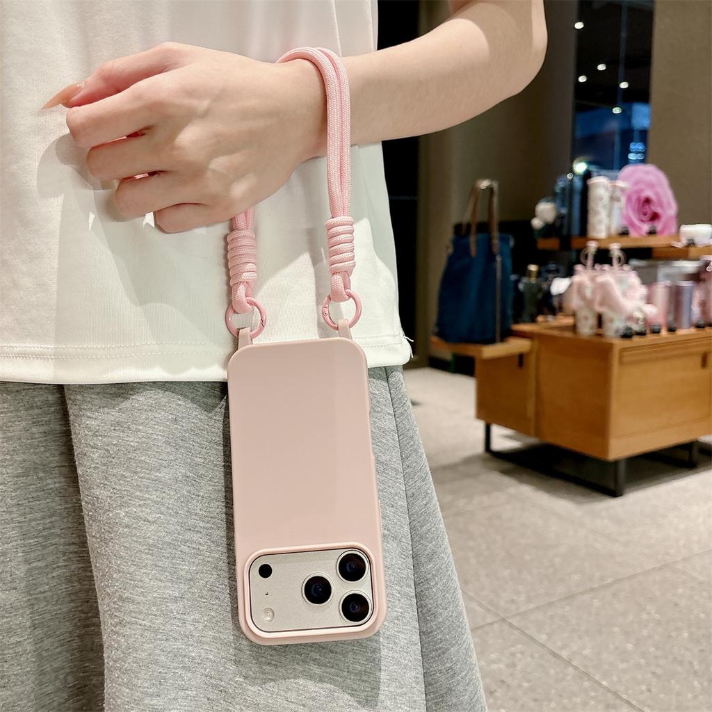 Wrist Strap Matte Silicone Soft Protective Phone Case for IPhone Air 17 Pro Max 16 15 Plus 14 13 12 11 Pro Shockproof Cover
