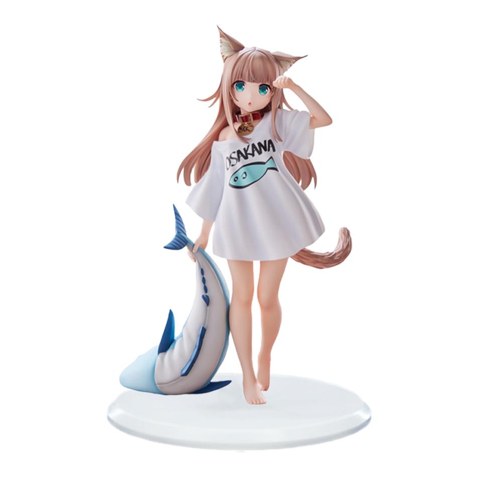 Anime Figure My Cat Is A Cute Girl Soy Flour Standing White Shirt Facial Replaceable Sitting Figure Anime Girl Cute Model Toys